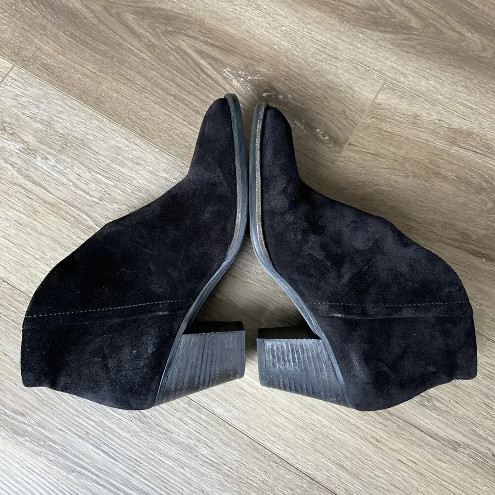 Paul Green Ankle Booties Womens Sz 6.5 Black Suede Zipper 2.5